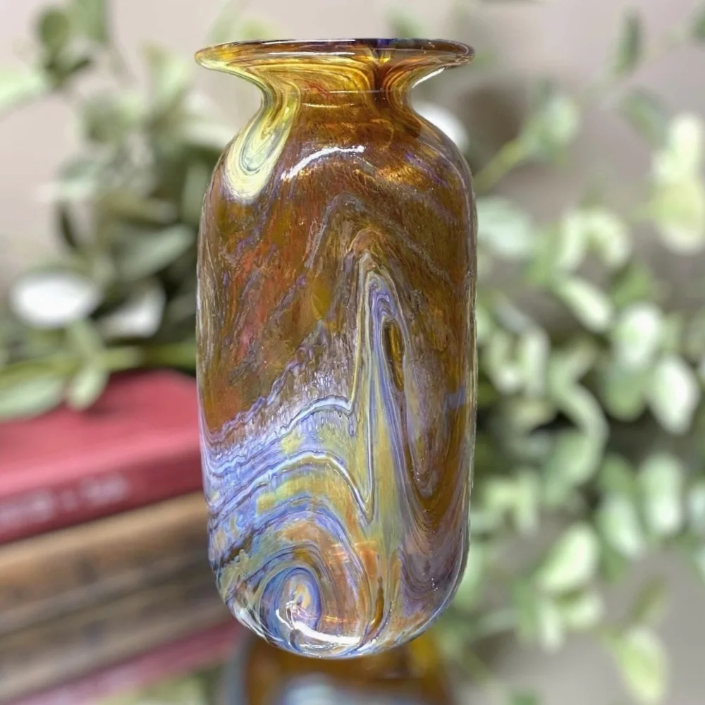 Vintage Drew Smith Art Glass Vase Signed 6 3/4” Tall Dated 2/75 GHG A-657